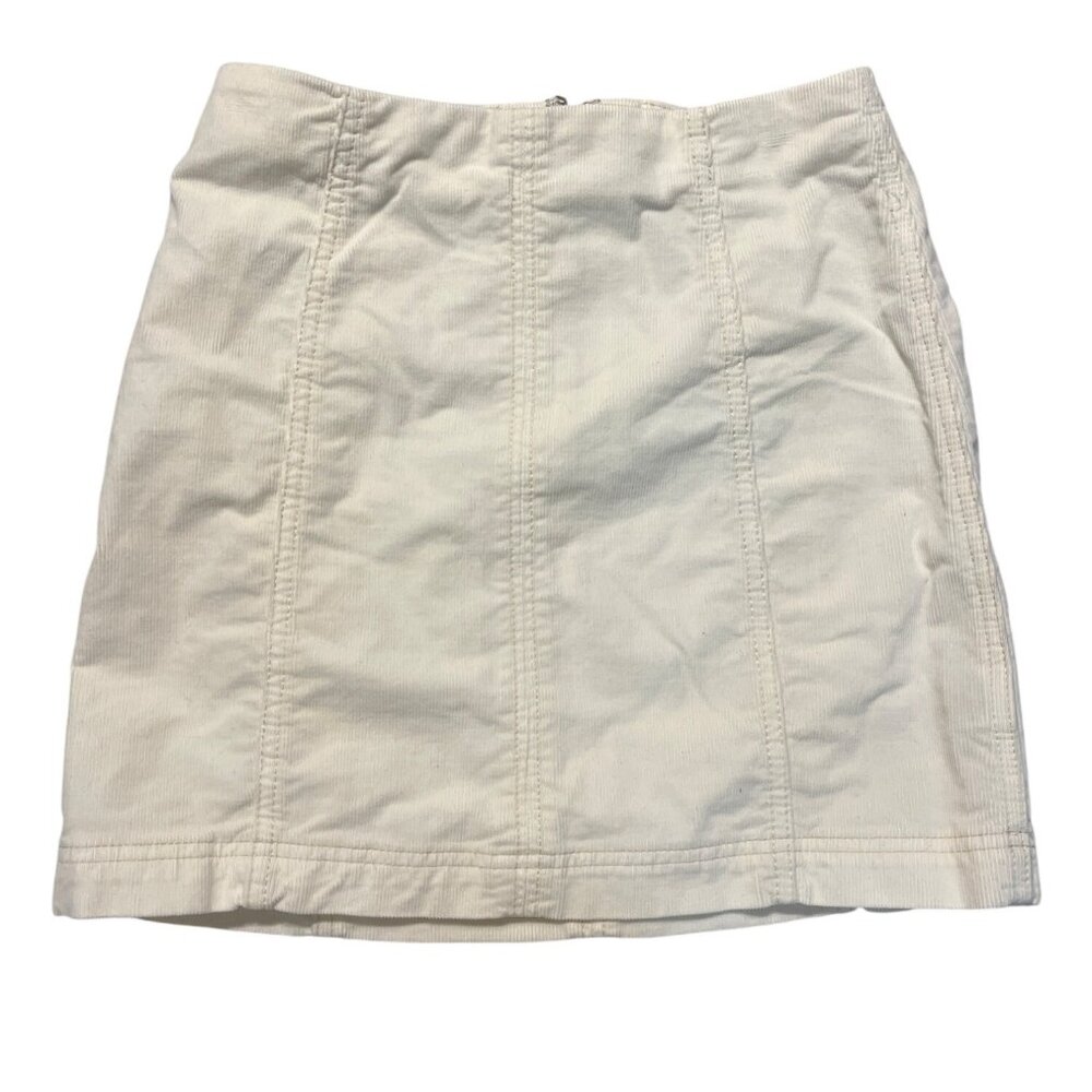 Free People Beige Corduroy Mini Skirt With Back Zipper Size 0